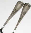 Gorham Sterling Silver Aesthetic Bird & Bamboo Pair Large Serving Spoons 8.25”