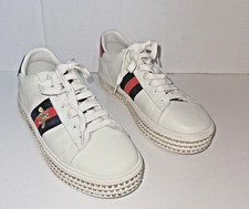 GUCCI Studs Crystal Web Bee Embroidered Damen Ace Plateau Sneaker Größe 41