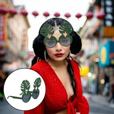 Funny Hawaiian Luau Party Sunglasses in Green with Flip Up Cover for Photo Booth