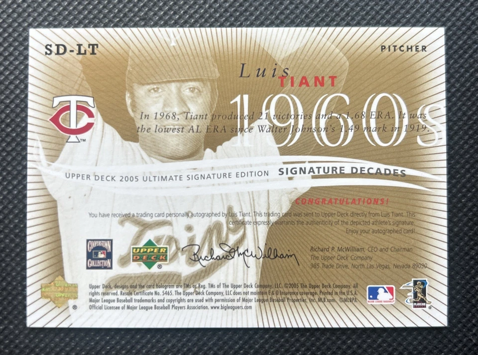 Ultimate Signature Edition 2005 - Signature Decades Luis Tiant #SD-LT (AU) Foto 2 de 2