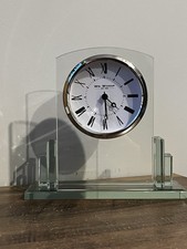 Widdop Square Elegant Clear Glass Quartz Table Mantel Fireplace Desk Clock NEW