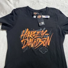 Harley-Davidson Grunge Brush Sturgis Women's T-shirt Small Black Short Sleeve