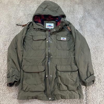Penfield Kasson 60/40 Womans Jacket XS Green Hooded Canvas Parka Plaid Lined