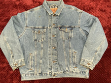 LEVI'S FLANNEL LINED DENIM TRUCKER JACKET  DISTRESSED MEN'S SZ XL