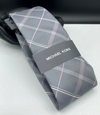 MICHAEL KORS Men's 100 Polyester Tie  Grey  Grid  NEW MSRP: 69.50