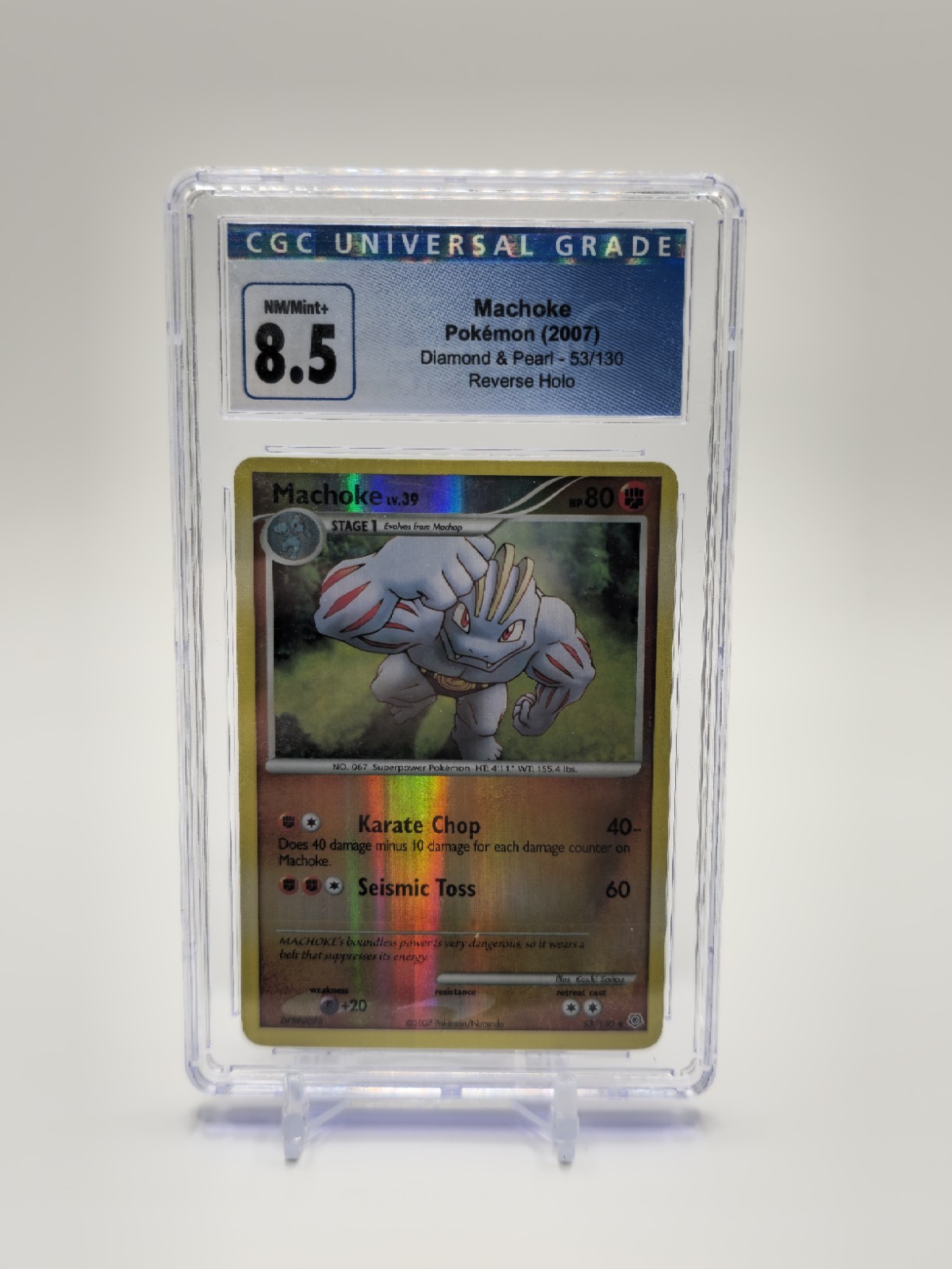 Pokemon Machoke CGC 8.5 Reverse Holo 53/130 Diamond & Pearl English US SELLER