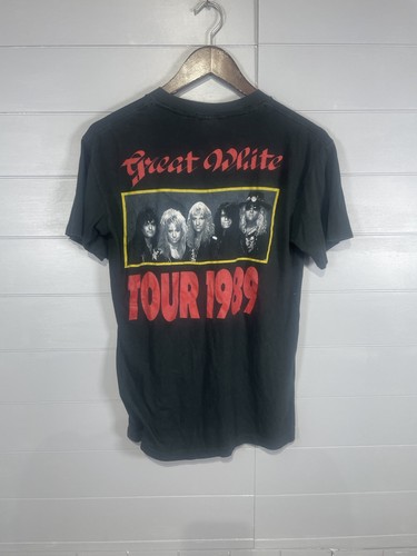 Vintage Authentic 1989 Great White Band Tour Single Stitch T-Shirt 2-Sided Sz L, Size L, $99.99 - Photo 5