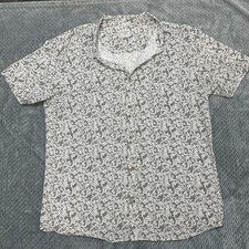 Jack O'Neill Men s XL Short Sleeve Button Shirt Hawaiian Vacation Grey White