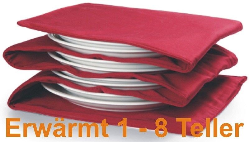 Tellerwärmer 8 Teller 30 x160 cm Warmhalteunterlage Vorwärmer Rot Baumwolle NEU