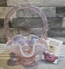 Fenton Small Glass Pink  Ruffled Tulip Basket