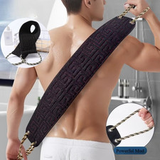Long Back Scrubber Towel for Shower Dual Sided Exfoliating Body Wash Strap wit
