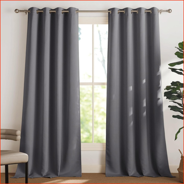 Thermovorhang ÖSenvorhang KäLteschutz WäRmeisolierend 2Er Set Grau 300X140Cm-image