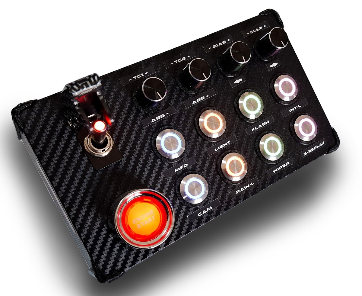 Sim Racing Button Box PC RGB Multicolor Metal Illuminated Push