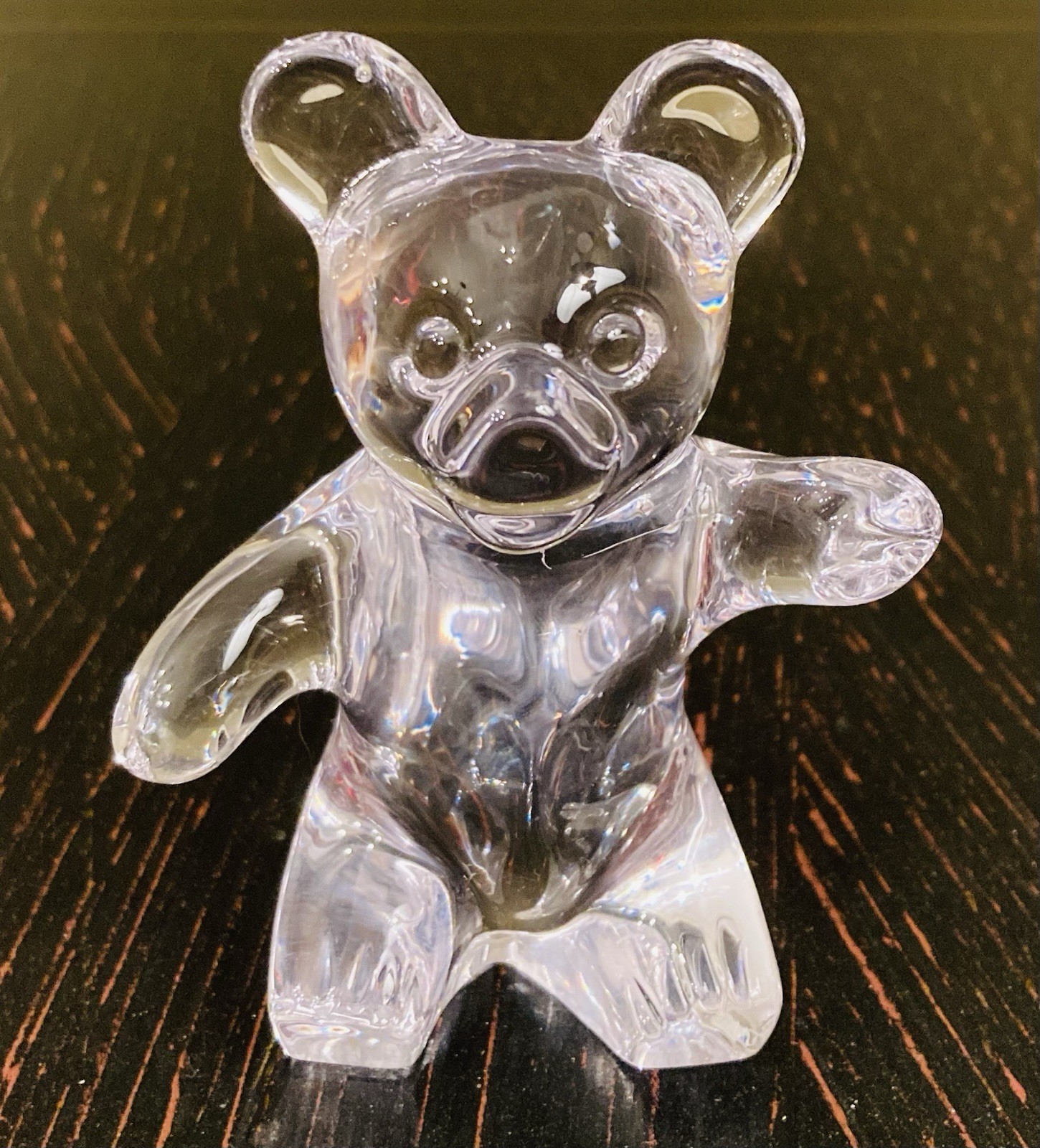 Daum France Crystal Glass Teddy Bear Paperweight 4” Art Glass