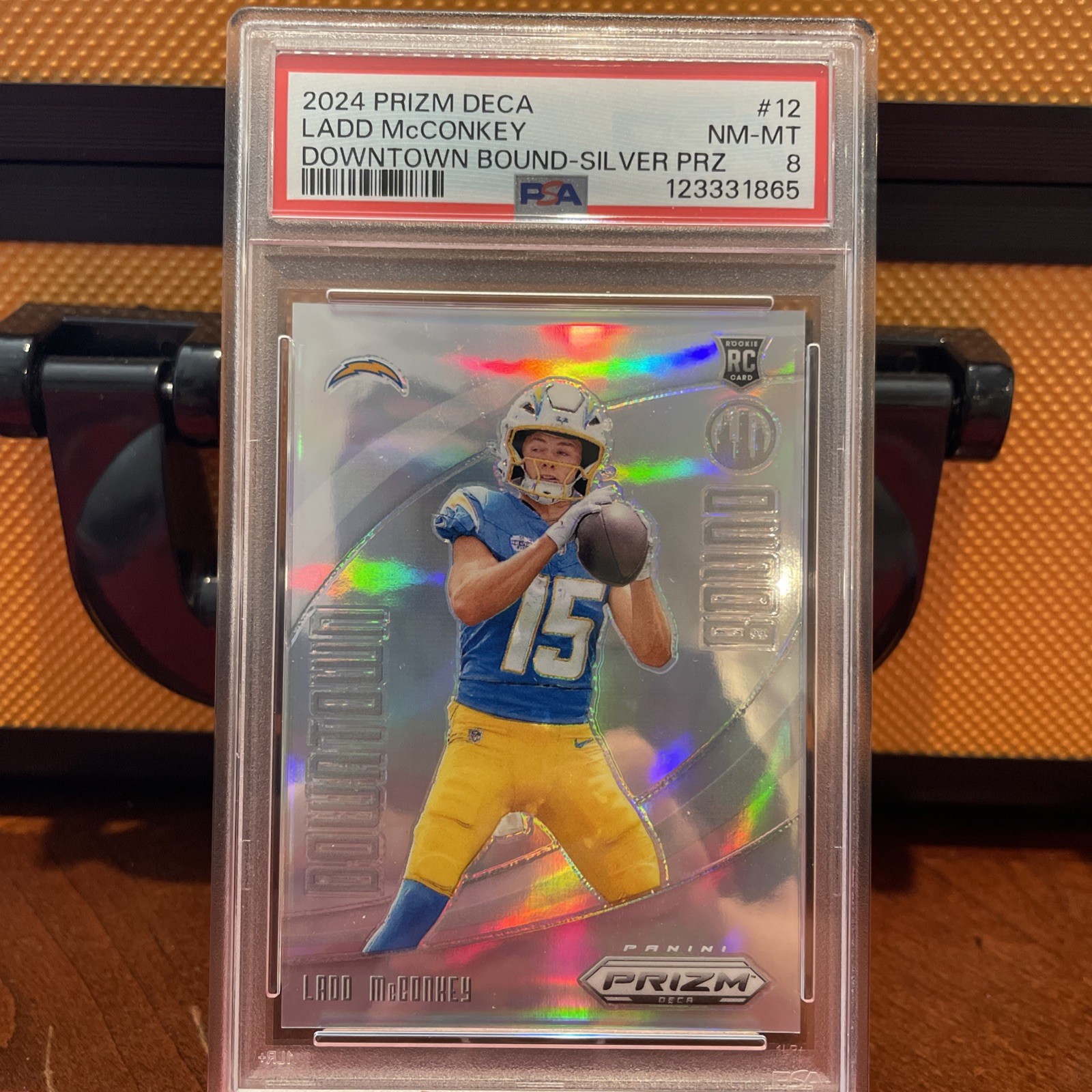 2024 Panini Prizm Deca - Downtown Bound Ladd McConkey #12 Silver Prizm (RC)