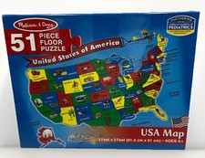 Melissa And Doug New/ Sealed 51 Piece USA Map Floor Map Puzzle Educational
