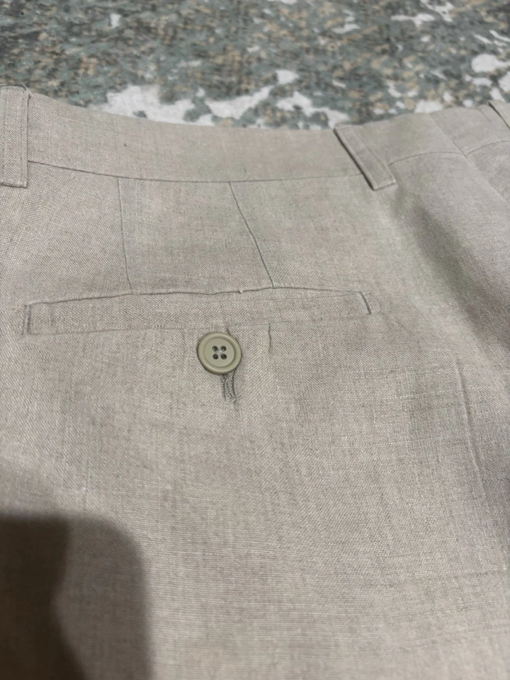 Pantalones chinos Linea Naturale Luxe de lino para hombre beige pierna recta talla 35 Foto 4 de 4