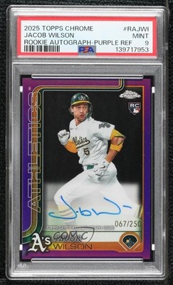 2025 Chrome Rookie Purple Refractor 67/250 Jacob Wilson PSA 9 MINT Auto RC 0xh3