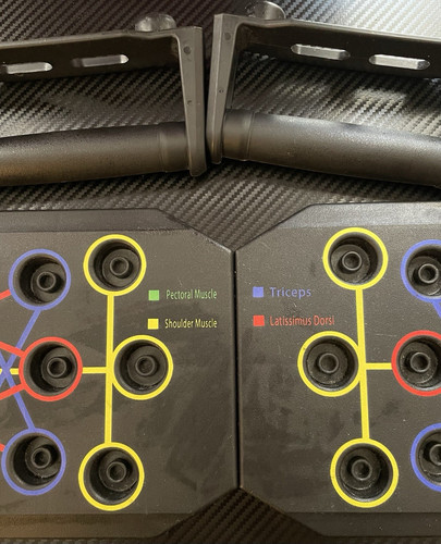 Push Up Board with Rotating Grips, Black Plastic, Targets Chest, Shoulders