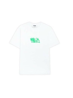 MSGM Graffiti Logo Print Kurzarm T-Shirt 133040115