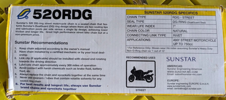 SS520RDG-112N CATENA SUNSTAR YAMAHA TT 600 1983 - 1992 520 Foto 3 de 3