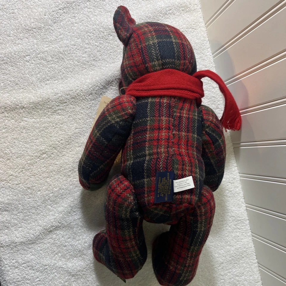 Boyd's Bear Wool Blend Red Christmas Plaid Teddy Bear Jointed 14" Beautiful! - Image 4 of 4