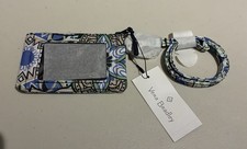 Vera Bradley Lighten Up Zip ID Lanyard Sketched Medallion New NWT Blue Green