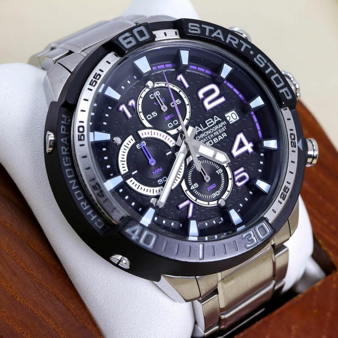 Seiko Alba Chronograph Mens Watch Big Face Model 1581 Working