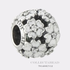 Authentic Pandora Silver White Primrose Meadow Enamel CZ Charm 791488EN12
