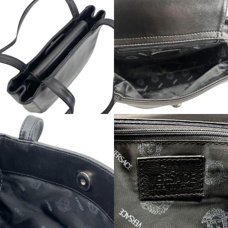 Gianni Versace Leather Tote Bag Medusa Metal Fittings Vintage Authentic thumbnail 10