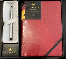 Cross Engine-Turned Diamond Pattern Tech3 Pen with A Crimson Lined Cross Journal