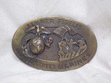 vintage SEMPER FIDELIS UNITED STATES MARINES Military USA America Belt Buckle