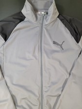 Vintage PUMA Track Jacket Men's Large Gray/black Zip Up Pockets