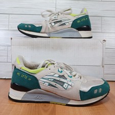 Vtg ASICS Gel Lyte III OG Shoes Men 10 Citrus Green Low White Retro 07K4574 90s