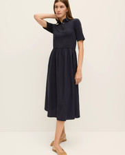 New Ann Taylor Weekend Collared Mixed Media Midi Dress