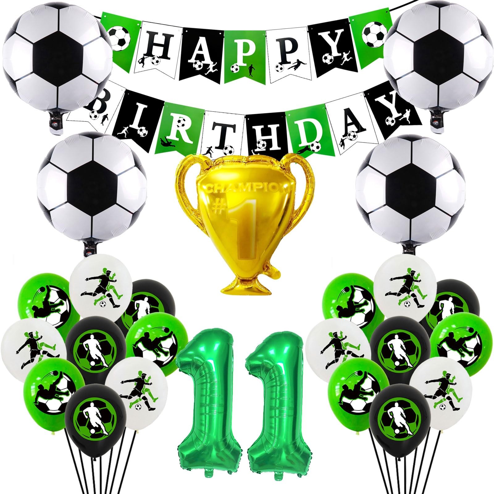 Décoration Anniversaire Football 11 Garçon, Kit Ballon Foot et Vaisselle de Fête
