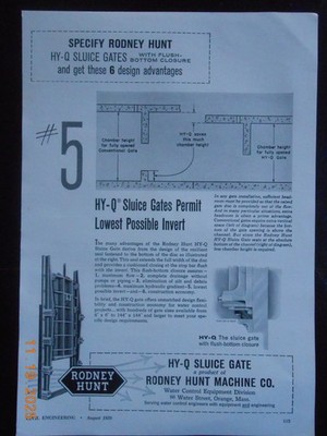 1959 Rodney Hunt Machine CO Water Control Equipment Division Orang MA AD