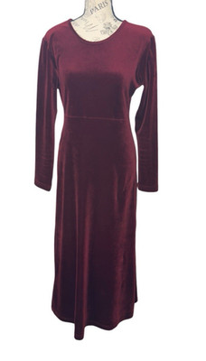 Y2K Velvet Maxi Dress Vtg Burgundy S Empire Waist Babydoll Vamp Goth Romantic