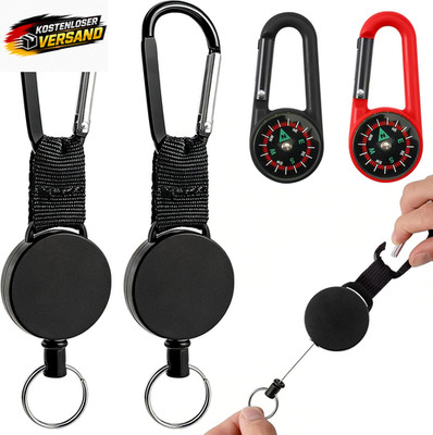 2 Stücke Einziehbarer Schlüsselanhänger, Heavy Duty Retractable Schlüsselrolle S