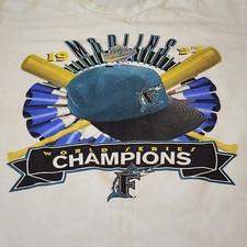 Vintage Florida Marlins Tee Large 1997 World Series Champion MLB Baseball 