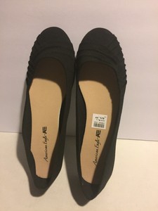 black fabric ballet flats