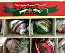 SHINY BRITE Christopher Radko 1940 Style GLASS Mini CHRISTMAS ORNAMENTS Set 20