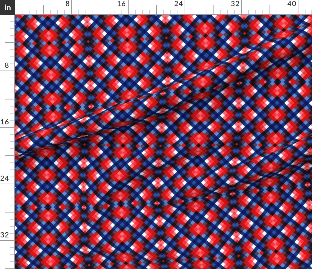 Red White Blue Stripes Plaid 4th of July Summer Spoonflower Fabric by