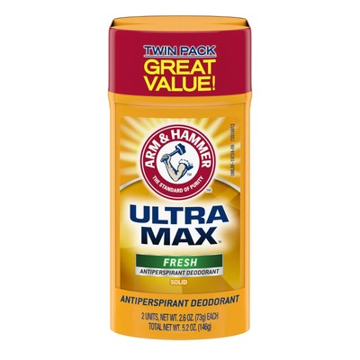 Arm & Hammer ULTRA MAX Deodorant- Fresh- Solid - 2.6oz-(Pack of two) fast ship