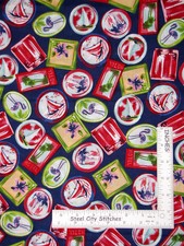 Nautical Sailboat Fabric By The Yard Tropical Paradise Blue Red Green Cotton