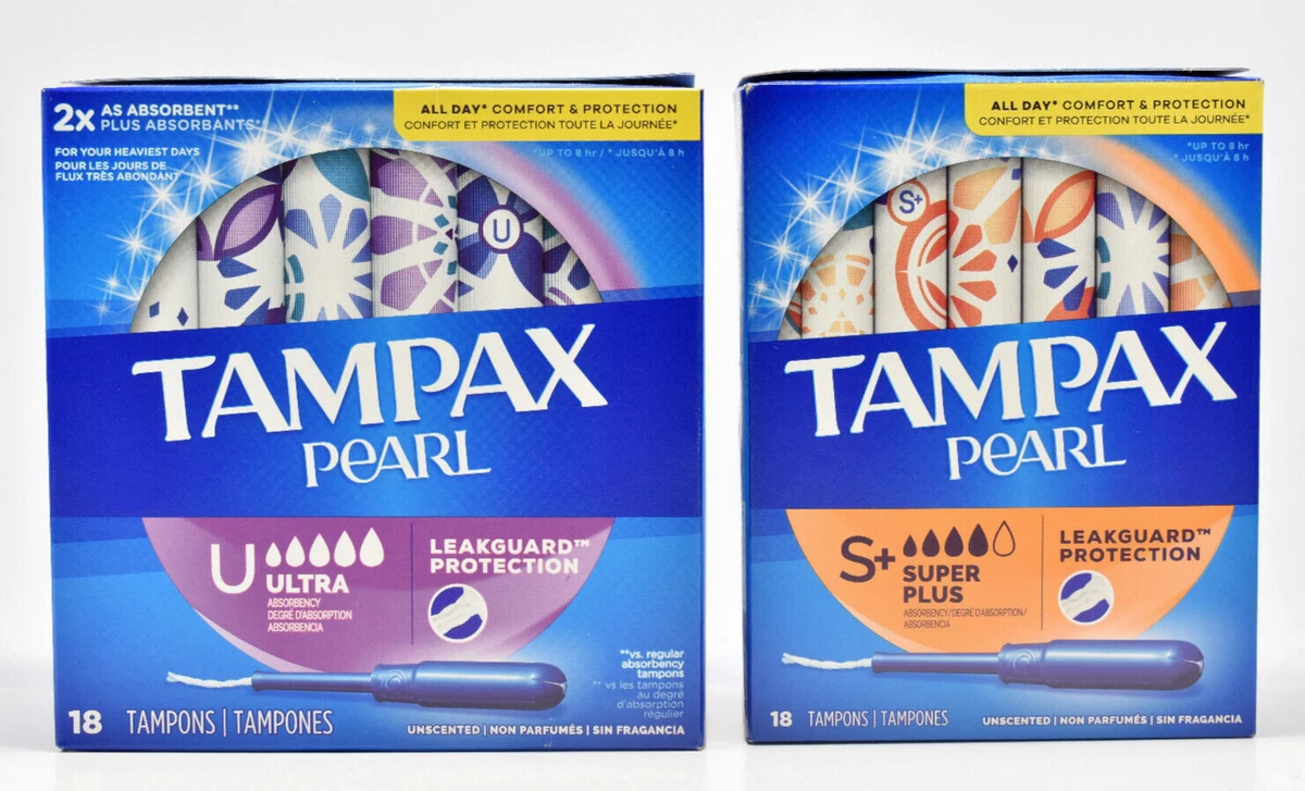 Tampax Pearl Ultra Absorbency & Super Plus Unscented Tampons 18 Ct