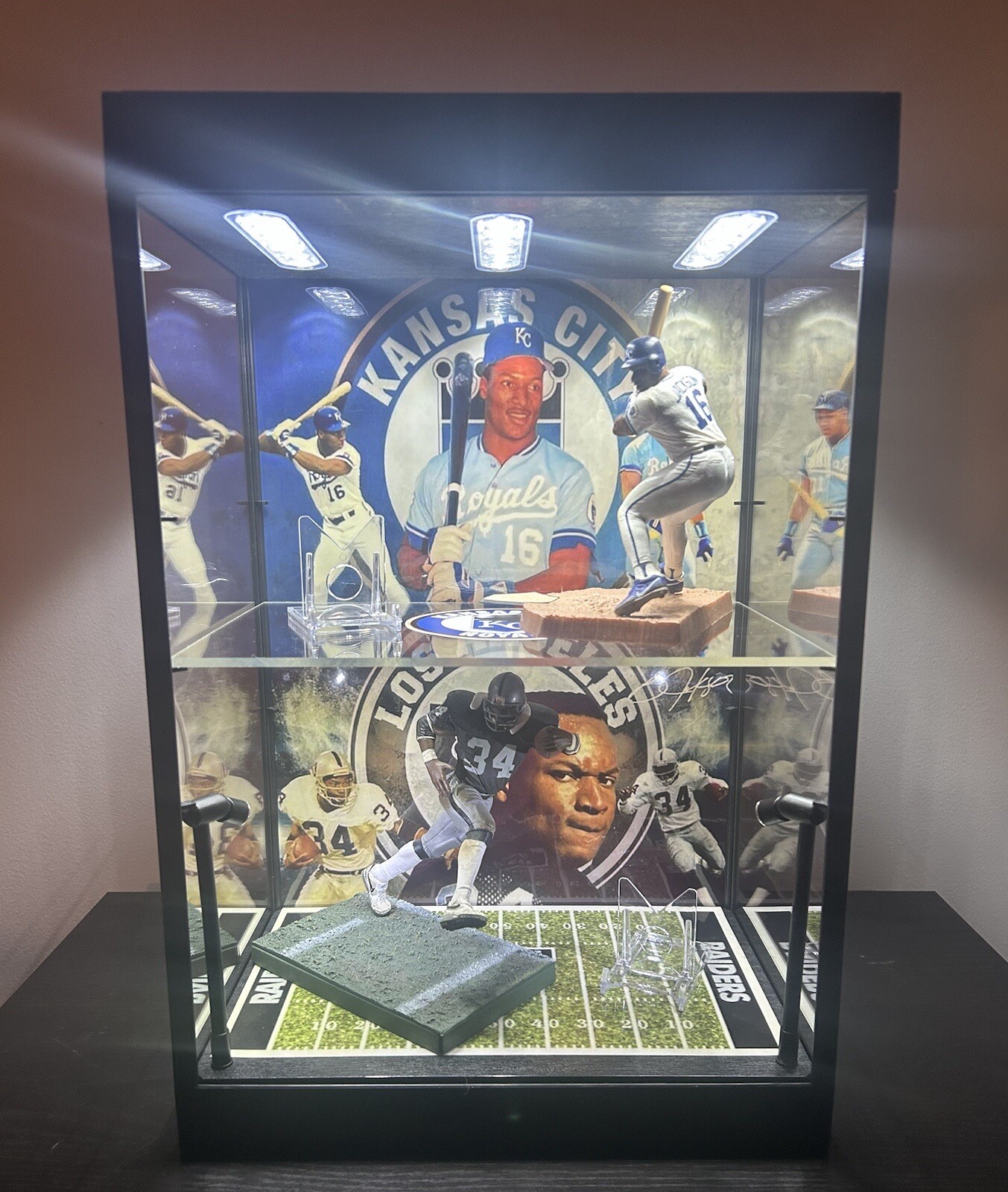 BO JACKSON PSA & BGS LED custom sports card and mini helmet display case