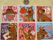 RETIRED 6 LARGE  SCOOBY DOO VALENTINE STICKERS  SCRAPBOOK  VALENTINES DAY