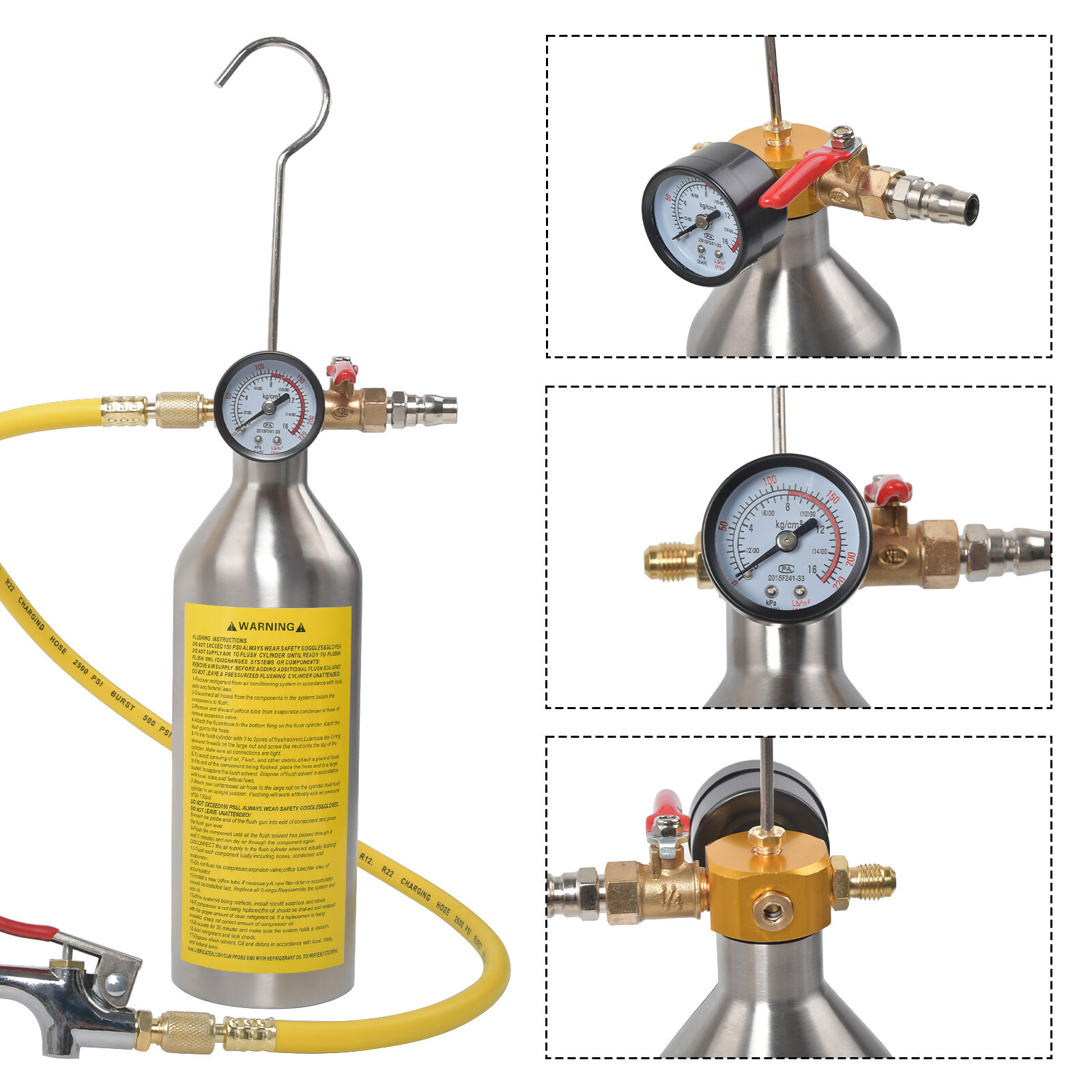 AC Flush Kit Car Air Conditioner System Clean For Auto R12 R22 R134A R404 R410A.