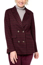 Belle by Kim Gravel Buffalo Check Menswear Blazer Bordeaux